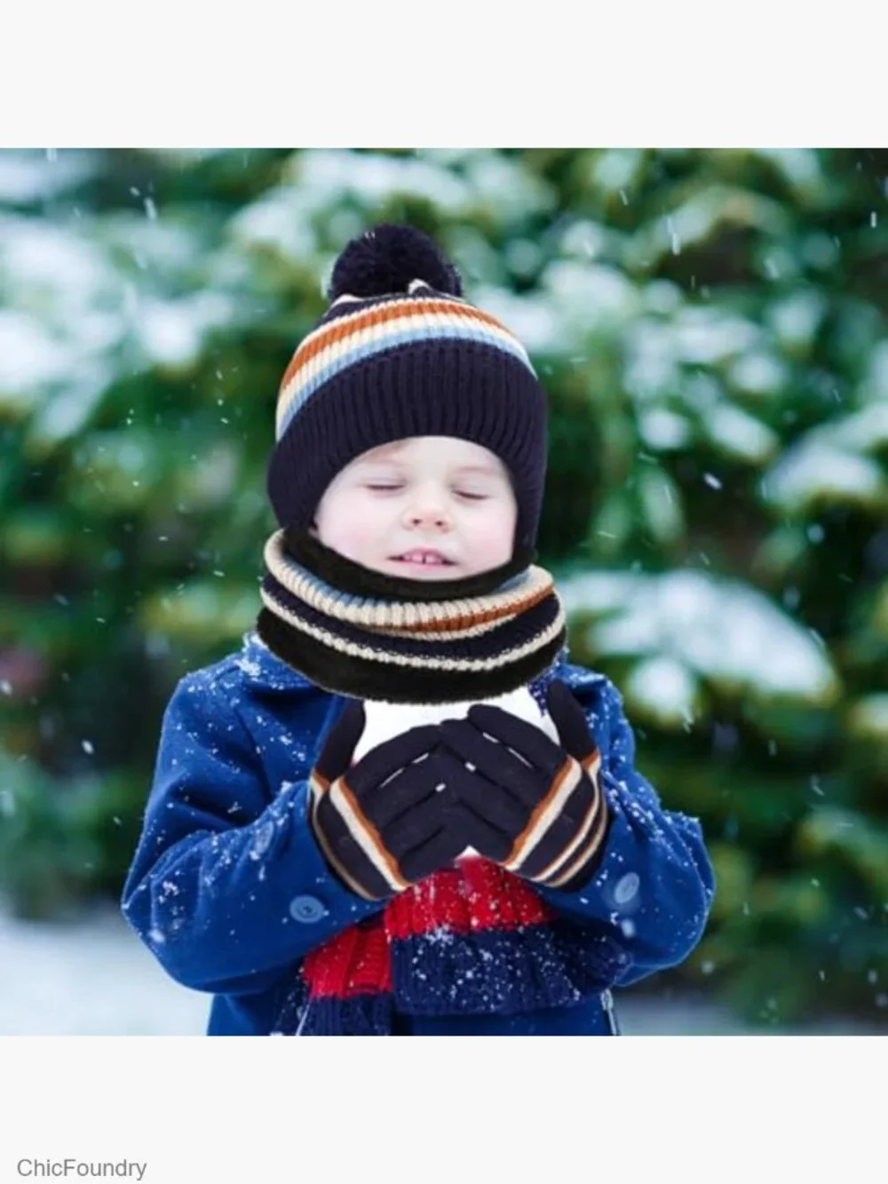 6 Pairs Kids Hat Scarf Gloves Set Winter Knit Beanie Fleece Neck Gaiters Gifts